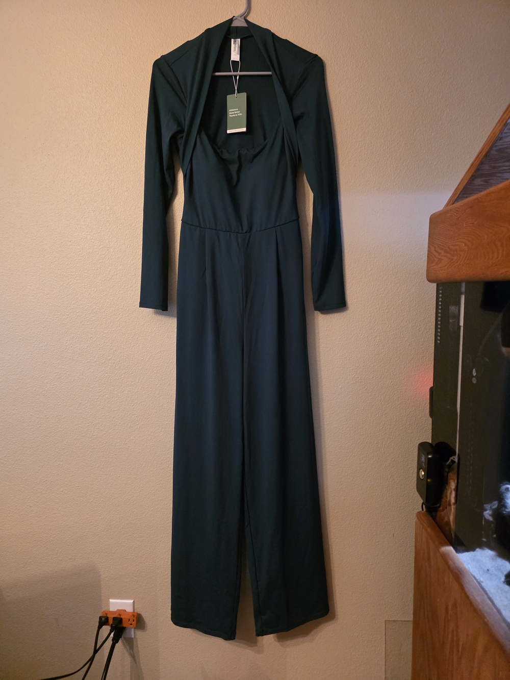 HALARA Forest Green Long Sleeve V-Neck Jumpsuit